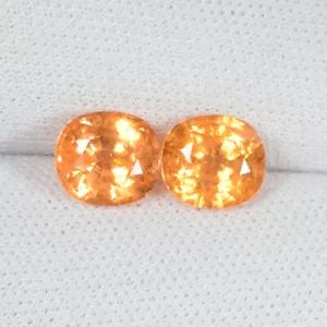 3.13Cts Best Luster Fanta Orange Natural Mandarin Garnet Cushion Pair..!!!!!! - Picture 1 of 2
