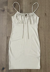 Forever 21 Sleeveless Ribbed Slim Fit Mini Dress W/ Front Tie Detail Sz Medium - Picture 1 of 10