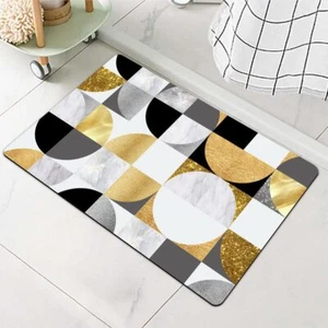 Bath Mat Rug-Circular Geometry Pattern Rubber Non Slip Quick Dry Super Absorb... - Picture 1 of 7