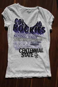 Colorado Rockies Baseball G-III For Her Alyssa Milano V-Neck T-Shirt Women's - M - Picture 1 of 5