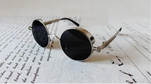 Glasses Round Silver Glass Black Vintage Style Matrix/Psy New - Picture 1 of 9