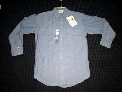 NWT Key Industries Blue Chambray Pearl Snap Western Work Shirt Long Sleeve Sz M - Image 1 of 4