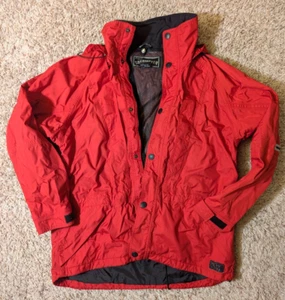 Obermeyer Vintage Red Ski Shell Rain Jacket Large Pit Zips Drawstring Waist - Picture 1 of 5