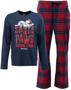 Barbour Kids Pyjama Set Red Tartan Age 8- 9 Years Long Sleeves Santa Paws - Picture 1 of 4