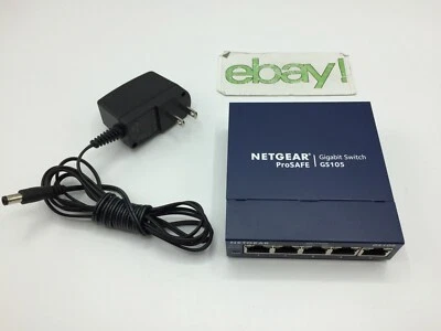 Netgear GS105 V5 Prosafe 5 Port Gigabit Switch WITH POWER ADAPTER Free Shipping - Image 1 of 4