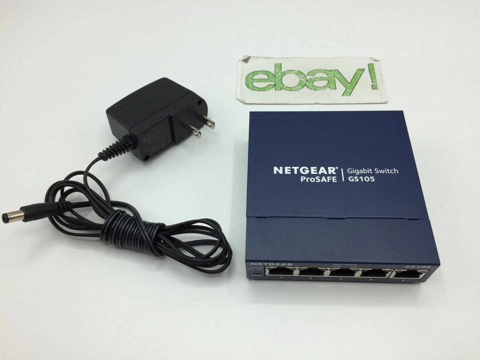 Netgear GS105 V5 Prosafe 5 Port Gigabit Switch WITH POWER ADAPTER Free Shipping - Image 1 of 4