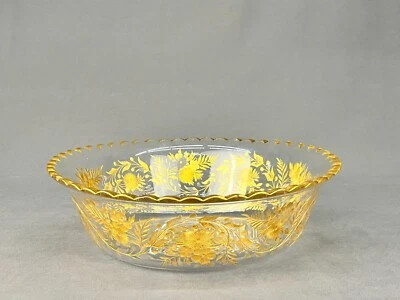 Antique Bohemian Moser Gilt Intaglio Cut Floral 10 ½” Bowl  c. 1900 - Image 1 of 4