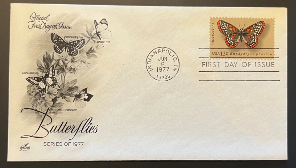 BUTTERFLIES JUN 6 1977 INDIANAPOLIS IN FIRST DAY COVER (FDC) BX2 - Image 1 of 1