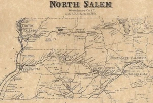 North Salem Purdys Croton Falls Goldens Bridge NY 1867 Map with Homeowners Shown - Picture 1 of 2