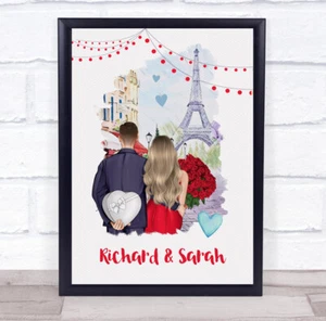 Torre Eiffel di Parigi regalo romantico per lui o la sua stampa coppia personalizzata - Foto 1 di 5