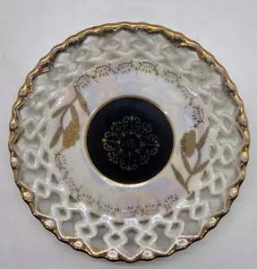 Untertasse - Gold Lusterware vernetzt 6" versiegelt China, Japan - gebraucht - Bild 1 von 2