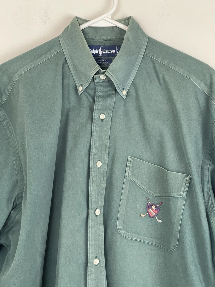 Camisa Polo de Golf Ralph Lauren Para Hombre Verde L Tilden Manga Larga Con Botones Foto 1 de 4