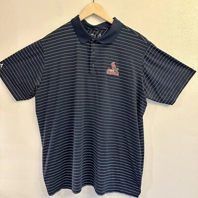 Antigua Men's Navy Striped Polo Shirt St. Louis Cardinals Size Large XL - Image 1 of 4