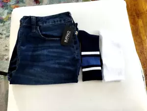 BUFFALO David Bitton Men's Indigo Relaxed Denim Jean Shorts SZ 36W w/Socks!! - Picture 1 of 4