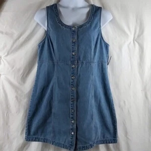 GAP Women's Blue Sleeveless 100% COTTON Button Down Denim Mini Dress Size XL - Picture 1 of 8