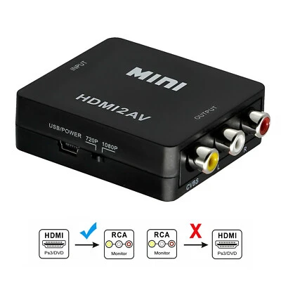 AV RCA to HDMI or HDMI to AV RCA Adapter Audio Video Converter for Composite Ups - Bild 1 von 4