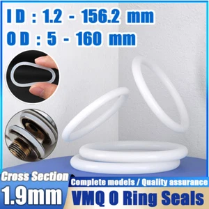 Metric VMQ Silicone Rubber O-Rings Seals 1.9mm Cross Section 5mm - 160mm ID - Picture 1 of 120