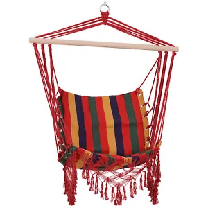 Outsunny Hammock Chair Swing Colourful Striped Seat Porch Indoor Outdoor Hanging - Picture 1 of 11