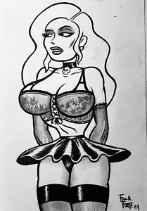 Femme Fatale Archie Comics Style Horror Goth Original Art drawing By Frank Forte - Picture 1 of 4