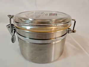 Two Tone OGGI Airtight 18/8 Stainless Steel Canister Clear Acrylic Lid 4 X 5 1/4 - Picture 1 of 12