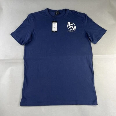 Camiseta G-Star Raw Talla Grande Hombres Azul Marino Spellout Camiseta de Manga Corta Nueva A186 Foto 1 de 4