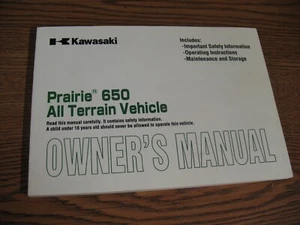 NEW KAWASAKI ATV OWNER'S MANUAL KVF650 A1 PRARIE 650 99920-1986 (K-1747) - Picture 1 of 4