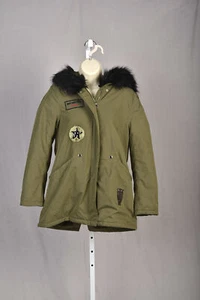 Zara Girls Olive Green Embellished Hooded Parker Drawstring Waist Size12/14 - Picture 1 of 5
