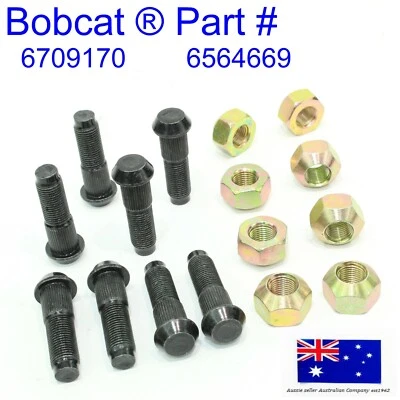 for Bobcat 8 Wheel Lug Nuts & 8 Splined Stud Bolts 6564669 6709170 S70 S100 S130 - Image 1 of 4