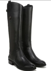 Sam Edelman Penny 2 Riding Black Leather Wide Calf Boots Womens Size 7.5W - Picture 1 of 8