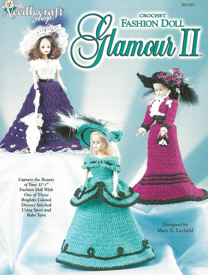 Fashion Doll Glamour II Crochet Barbie Dresses Parasol Jade & Black Violet Lace - Image 1 of 1