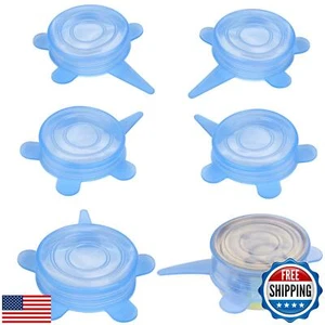 SLSON 6 Pack Pet Food Can Cover Stretchable 1 Fit 3 Universal Size Silicone C - Picture 1 of 5
