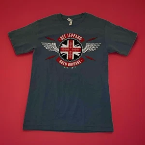T-shirt Def Leppard 2018 Rock Brigade Tour Band taglia small indossata blu - Foto 1 di 7