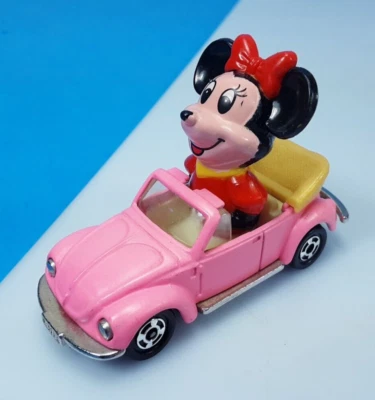 Vintage Disney Minnie Mouse in Diecast Pink Voltswagen Bug. # PD-6, 1:64 Scale. - Image 1 of 4