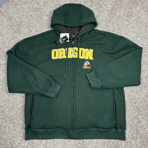 Felpa con cappuccio NCAA Oregon Ducks verde zip taglia uomo 2XL pile ricamato spesso nuova con etichette - Foto 1 di 10