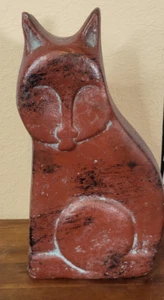 Antica/vecchia scultura piastrelle fognaria statua gatto meridionale ceramica arte popolare - Foto 1 di 19