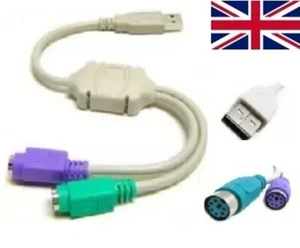 Dual USB to PS2 Mouse + Keyboard Converter Cable Adapter for computer - Picture 1 of 1