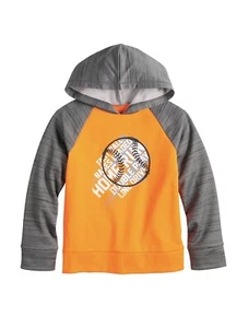 Jumping Beans Boys Gray Neon Orange Baseball Raglan Hoodie Sweatshirt Size 5 $24 - Picture 1 of 1
