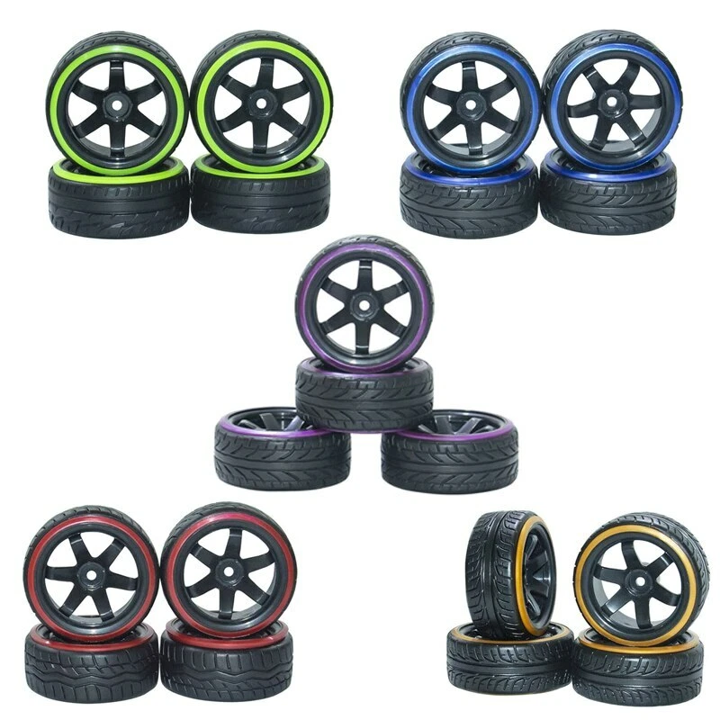 4Pcs 1/10 RC Car Drift Tire Wheel Rim for HSP HPI Racing 12mm Hex PP0290/069 - Image 1 of 4