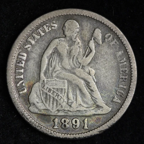1891-O Seated Liberty Silver Dime CHOICE VF E243 QCM Cover