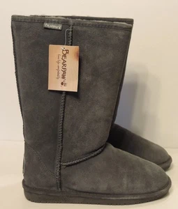 New BEARPAW Women's Emma Tall 612-W Boot charcoal suede shoes winter gray - Picture 1 of 6