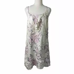 Forever New Silk Dress Women 10 Ivory Floral Ruffle Texture Sleeveles Midi Shift - Picture 1 of 14