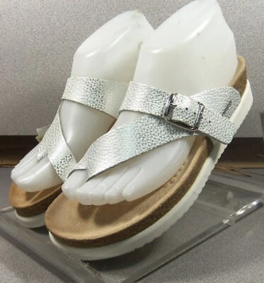 HELEN LMMS60 WOMENS SANDALS WHITE SILVER LEATHER SIZE US 9 (EURO 39) BY MEPHISTO - Image 1 of 4