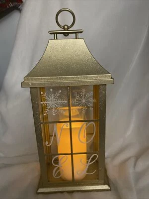 金色雪花灯带电池供电蜡烛 16 英寸 — 第 1/4 张图片