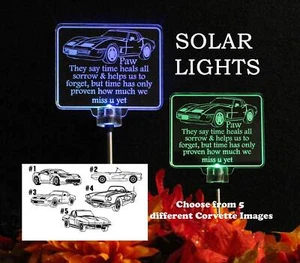 Personalized Sympathy gift, Corvette Solar Light outdoor grave marker - Picture 1 of 10