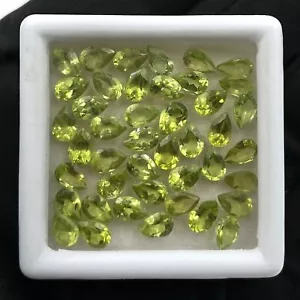 Peridoto naturale taglio pera pietre preziose sfuse lotto 138 pezzi 4*6 mm 59 CT - Foto 1 di 5