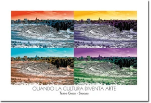 CARTOLINA DA COLLEZIONE FOTO SICILIA SIRACUSA TEATRO GRECO ALLA ANDY WARHOL - Foto 1 di 1