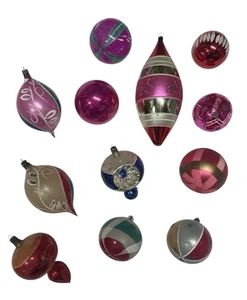 Vintage Weihnachtsschmuck Jumbo Tropfen Einzug 12 verschiedene MCM Polen/Tschechien - Bild 1 von 6