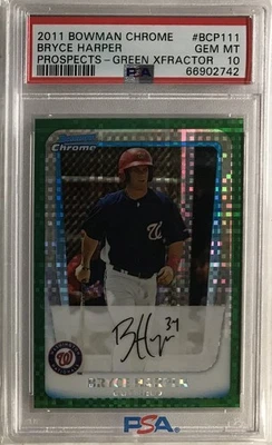 Bryce Harper - 2011 Bowman Chrome Prospects Green Xfractor/refractor - PSA 10 Foto 1 de 3