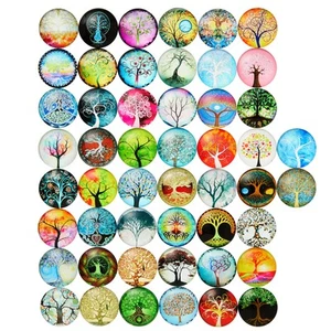 Glass Dome Cabochon, Tree of Life Mosaic Tiles for Jewelry Making (1 in, 50 Pcs) - Picture 1 of 9