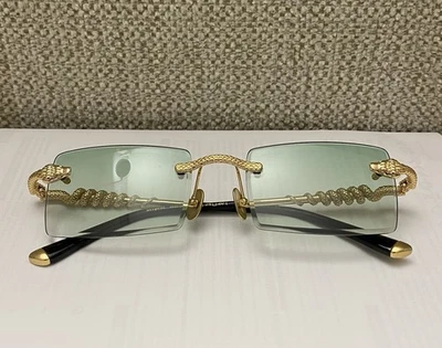 Serpent Authentic Snake Glasses Gold Hardware And Green Tint - Image 1 of 4